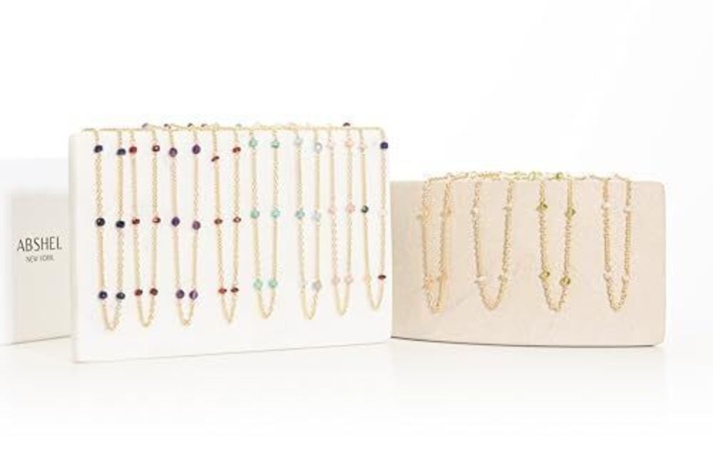 4018 Aquamarine Necklace , Premium Beaded Gold Necklaces - Tarnish Free 18K - Picture 7 of 8